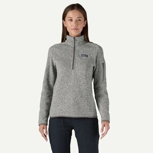 PATAGONIA Women's Better Sweater 1/4-Zip Fleece Knit Birch White Gray Sz Small